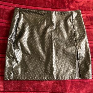 Black Quilted Faux Leather Skirt